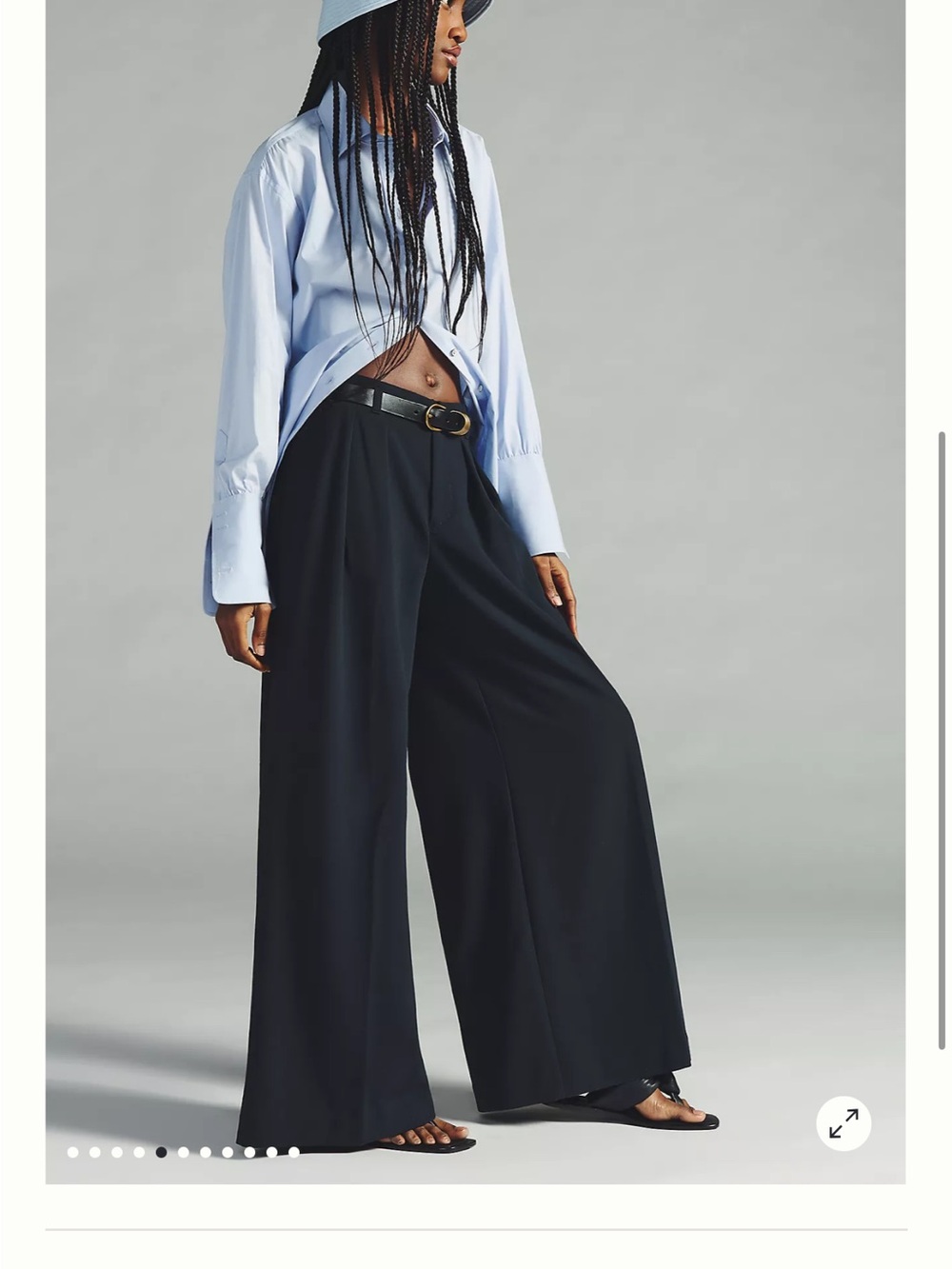 Anthropologie Maeve Pleated Trousers Black Wide-Leg High-Rise Trousers - Picture 11 of 13